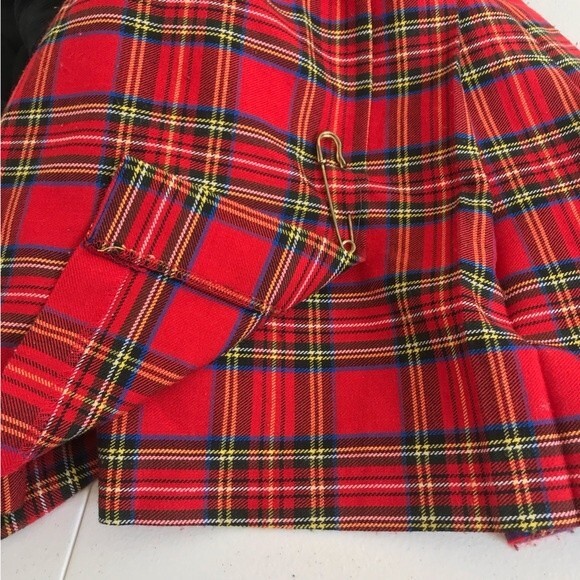 Vintage In Sync Black Ribbed Knit Drop Waist Red Tartan Plaid Dress Women's 24 - Picture 5 of 13